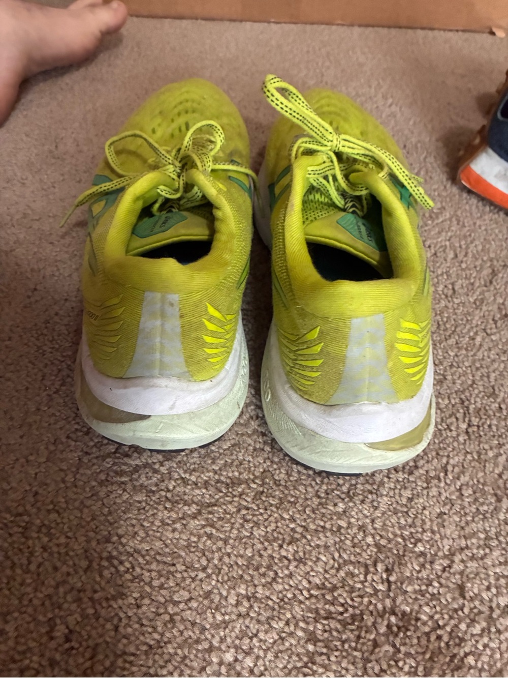 Asics Neon Yellow Running Shoes with Teal Accent - Picture 2 of 5